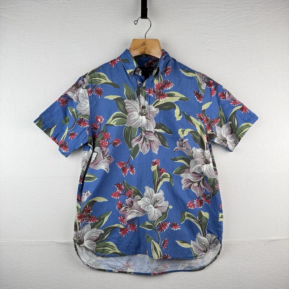 Vintage Ralph Lauren Men's L Linen Custom Fit SS Tropical Pullover Polo Shirt